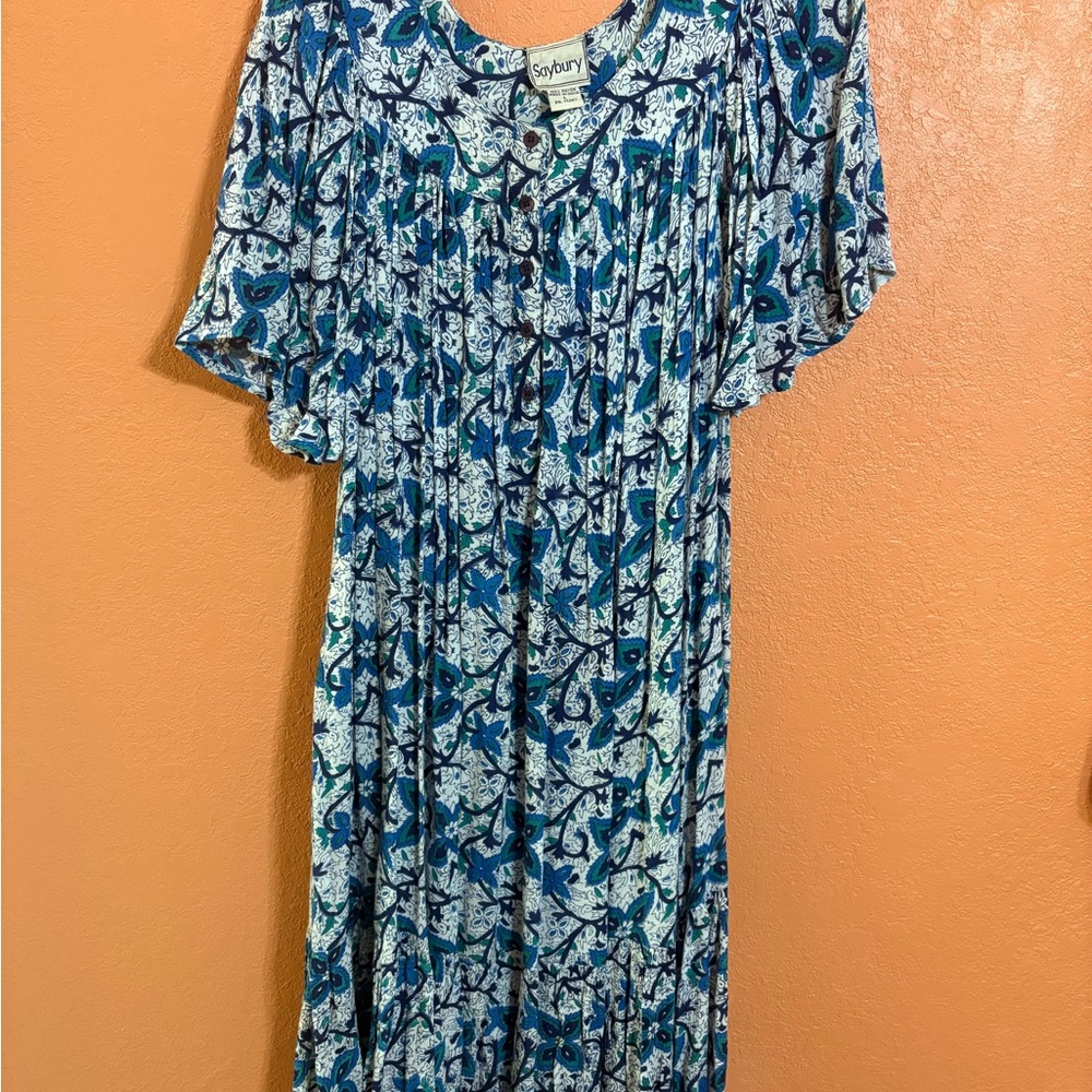 Blue and White Vintage Maxi Dress